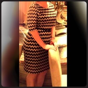 Connected black & gold cocktail dress w/belt sz 14